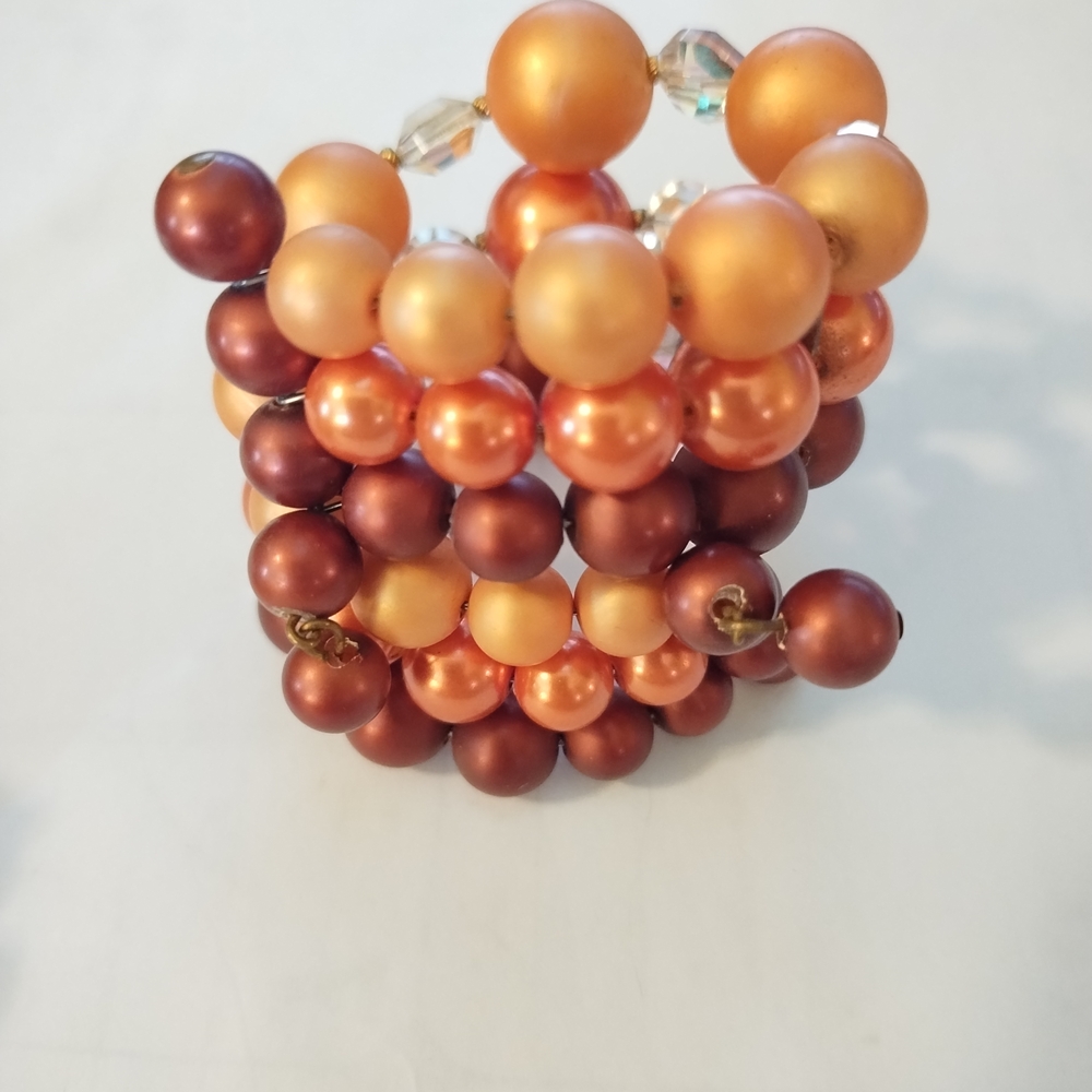 Elegant Gold and Brown Beaded Bracelet Set - Picture 2 of 3
